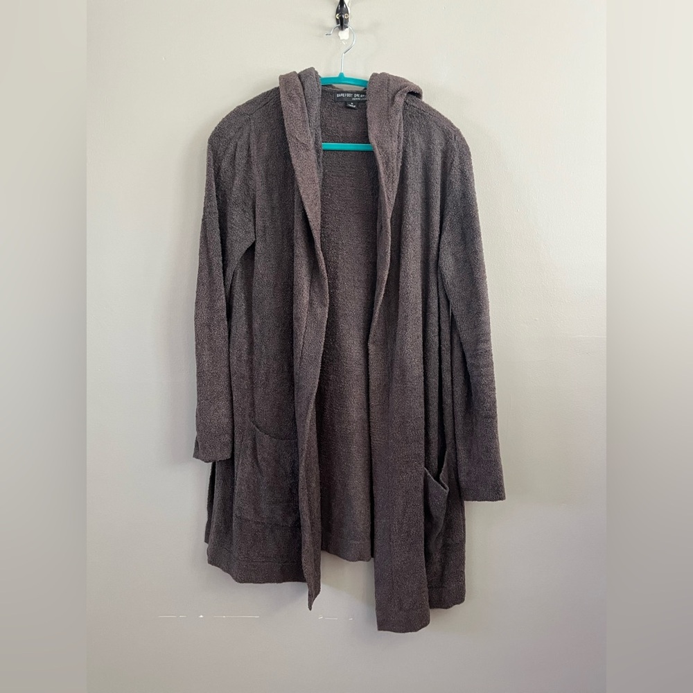 Barefoot Dreams CozyChic Lite Size. M Chocolate‎ Brown Cardigan Hooded